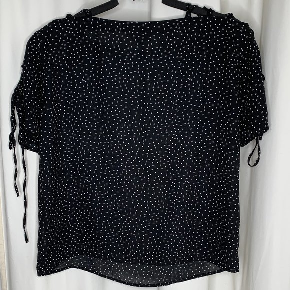 Topshop pin dot lace-up shoulders blouse - Picture 3 of 5
